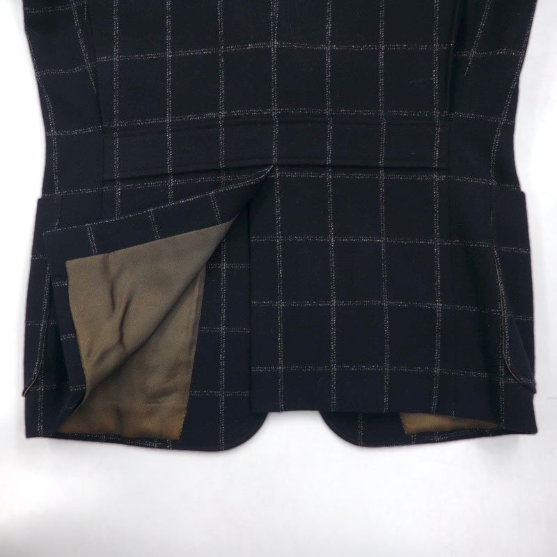 80s Japan Vintage Blazer Jacket KITAMURA 80s Made in Japan Tailored Jacket, Size M, Black Wool Tweed Windowpane Check