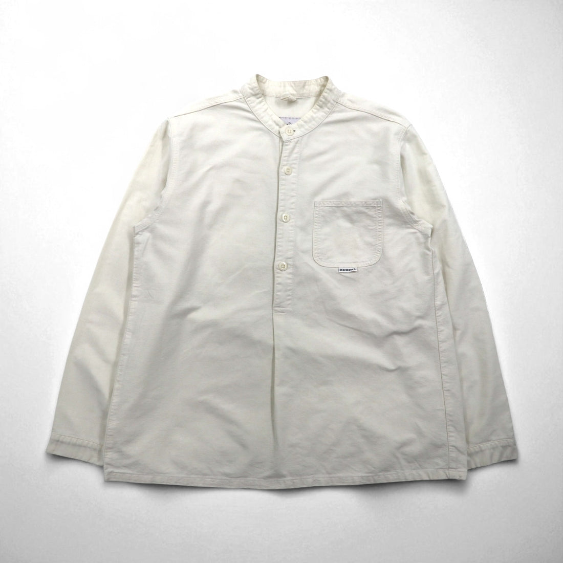 KEMPEL Made in Japan Stand Collar Pullover Shirt, Size L, Band Collar, Chest Pocket, 019-492-52