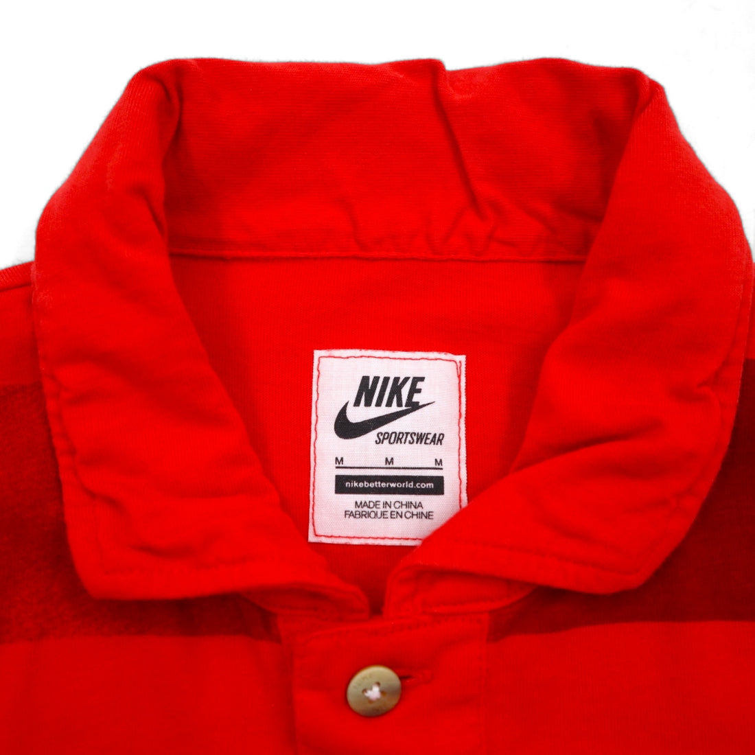 NIKE Striped Polo Shirt M Red Cotton Manchester United FC 543972-605 Unused