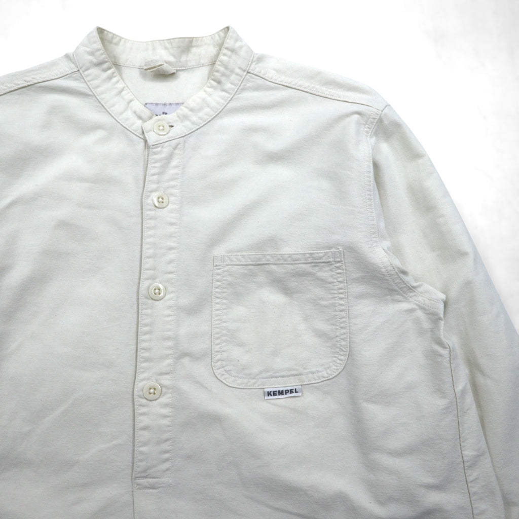 KEMPEL Made in Japan Stand Collar Pullover Shirt, Size L, Band Collar, Chest Pocket, 019-492-52