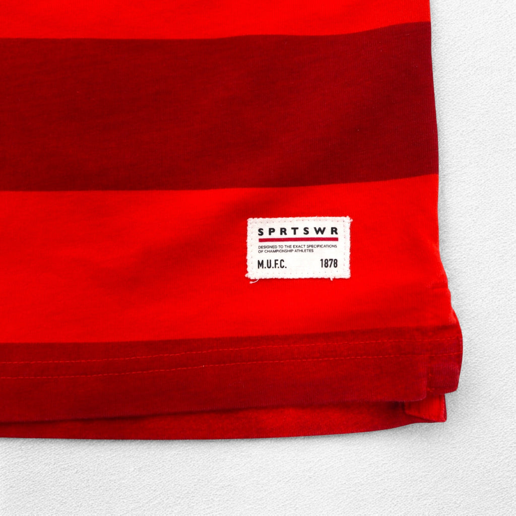 NIKE Striped Polo Shirt M Red Cotton Manchester United FC 543972-605 Unused
