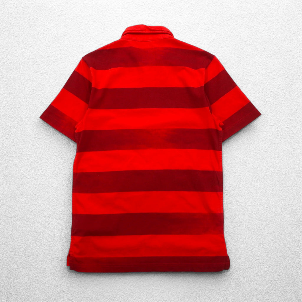 NIKE Striped Polo Shirt M Red Cotton Manchester United FC 543972-605 Unused