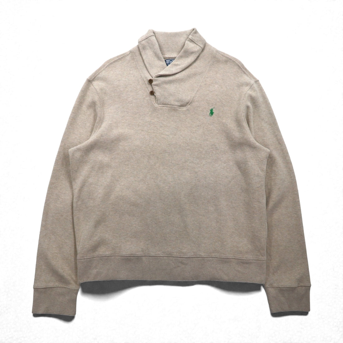 Polo Ralph Lauren 90年代 ショールカラー スウェット トレーナー XL ベージュ スモールポニー刺繡
