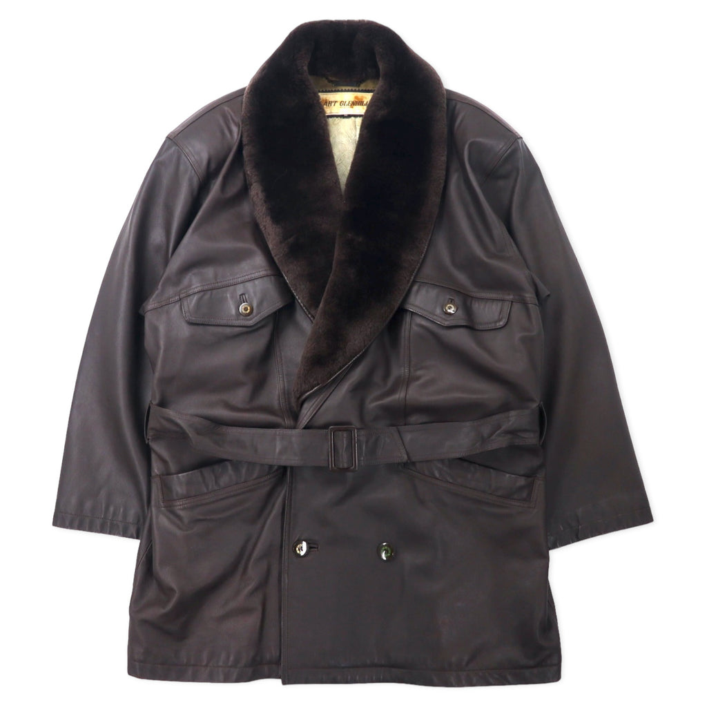 日本然リトテ-古着オンライン-ART GLENHILL FOR MEN ショールカラー ラムレザーコート M ブラウン 羊革 ファー着脱式 日本製-ART GLENHILL FOR MEN Shawl COLLAR Lamb Leather COAT M Brown sheep leather Detachable Japan Made