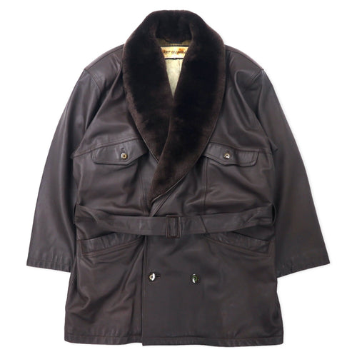 日本然リトテ-古着オンライン-ART GLENHILL FOR MEN ショールカラー ラムレザーコート M ブラウン 羊革 ファー着脱式 日本製-ART GLENHILL FOR MEN Shawl COLLAR Lamb Leather COAT M Brown sheep leather Detachable Japan Made