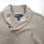 Polo Ralph Lauren 90年代 ショールカラー スウェット トレーナー XL ベージュ スモールポニー刺繡