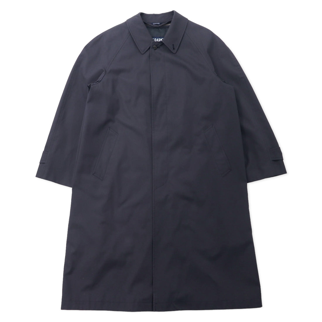 日本然リトテ-古着オンライン-CHAPS RALPH LAUREN 90年代 ステンカラーコート LL ブラック コットン 比翼 ライナー着脱式-CHAPS RALPH LAUREN 90s COAT LL Black Cotton Hiki Liner Detachable