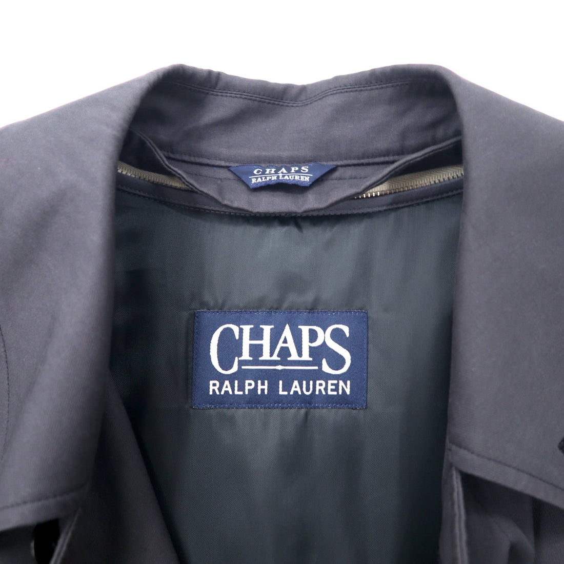 CHAPS RALPH LAUREN 90's Stainless Steel Collar Coat LL Black Cotton Hiyoku Removable Liner