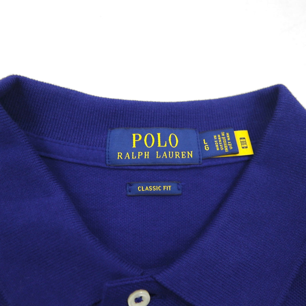 POLO RALPH LAUREN Chain Stitch Embroidered Polo Shirt L Blue Pique POLO TEAM