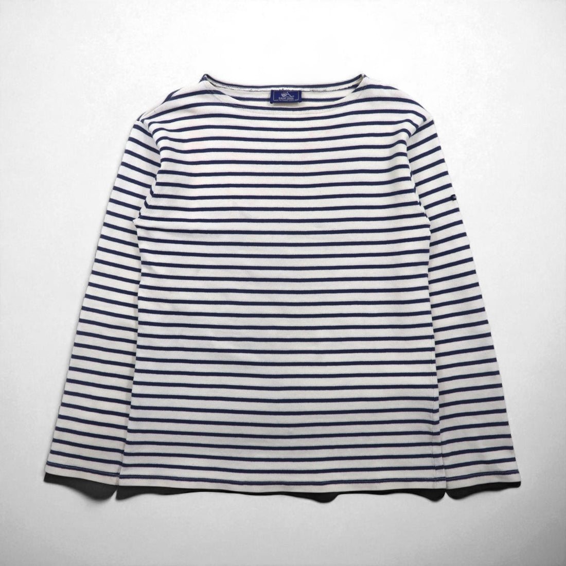 SAINT JAMES French-made Basque shirt, boat neck, long sleeves, white cotton, striped