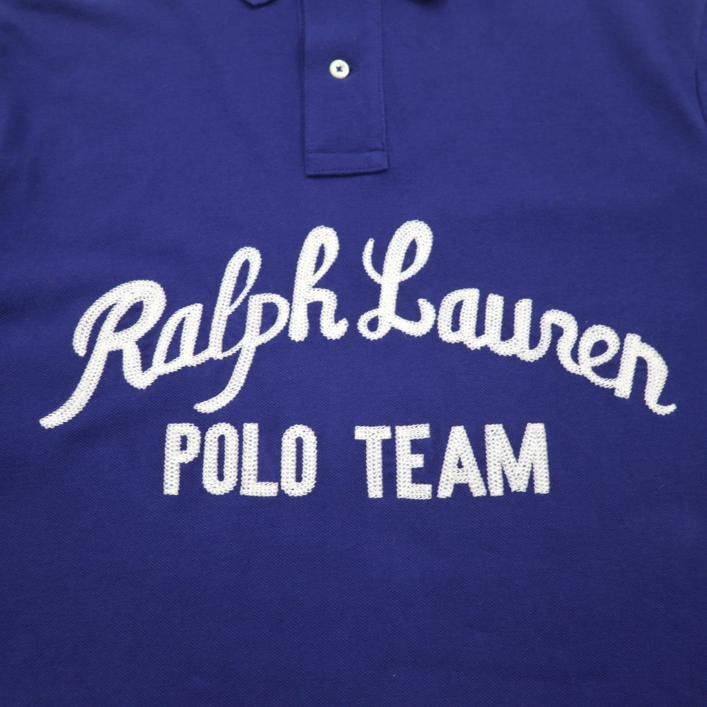 POLO RALPH LAUREN Chain Stitch Embroidered Polo Shirt L Blue Pique POLO TEAM