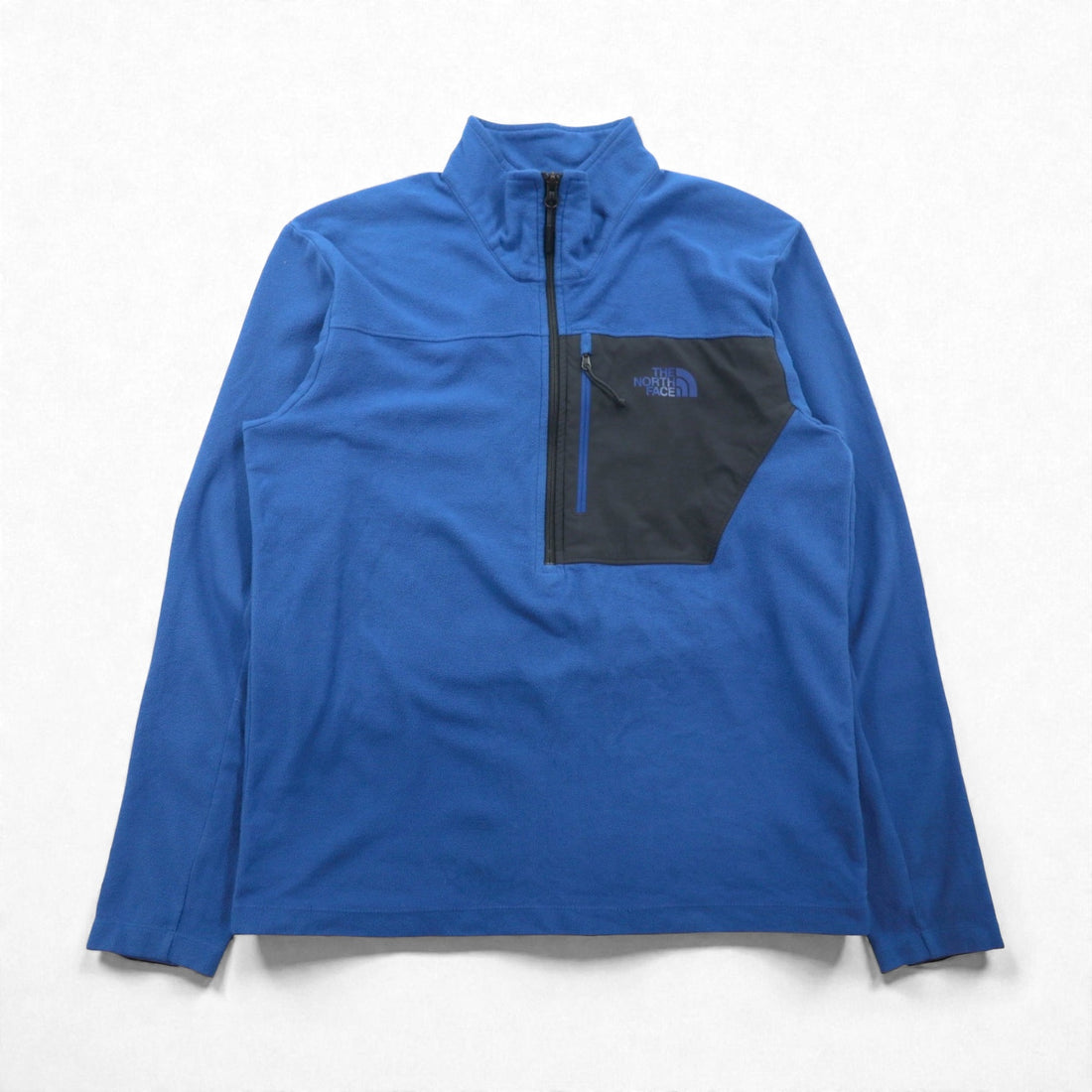 THE NORTH FACE Half Zip Fleece Jacket M Blue Chest Pocket Pullover US Standard