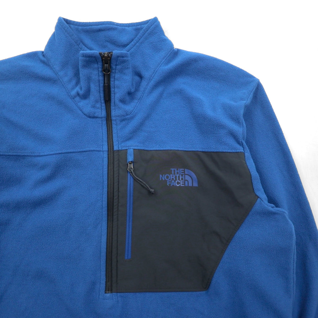 THE NORTH FACE ハーフジップ フリースジャケット M ブルー 胸ポケット プルオーバー US規格