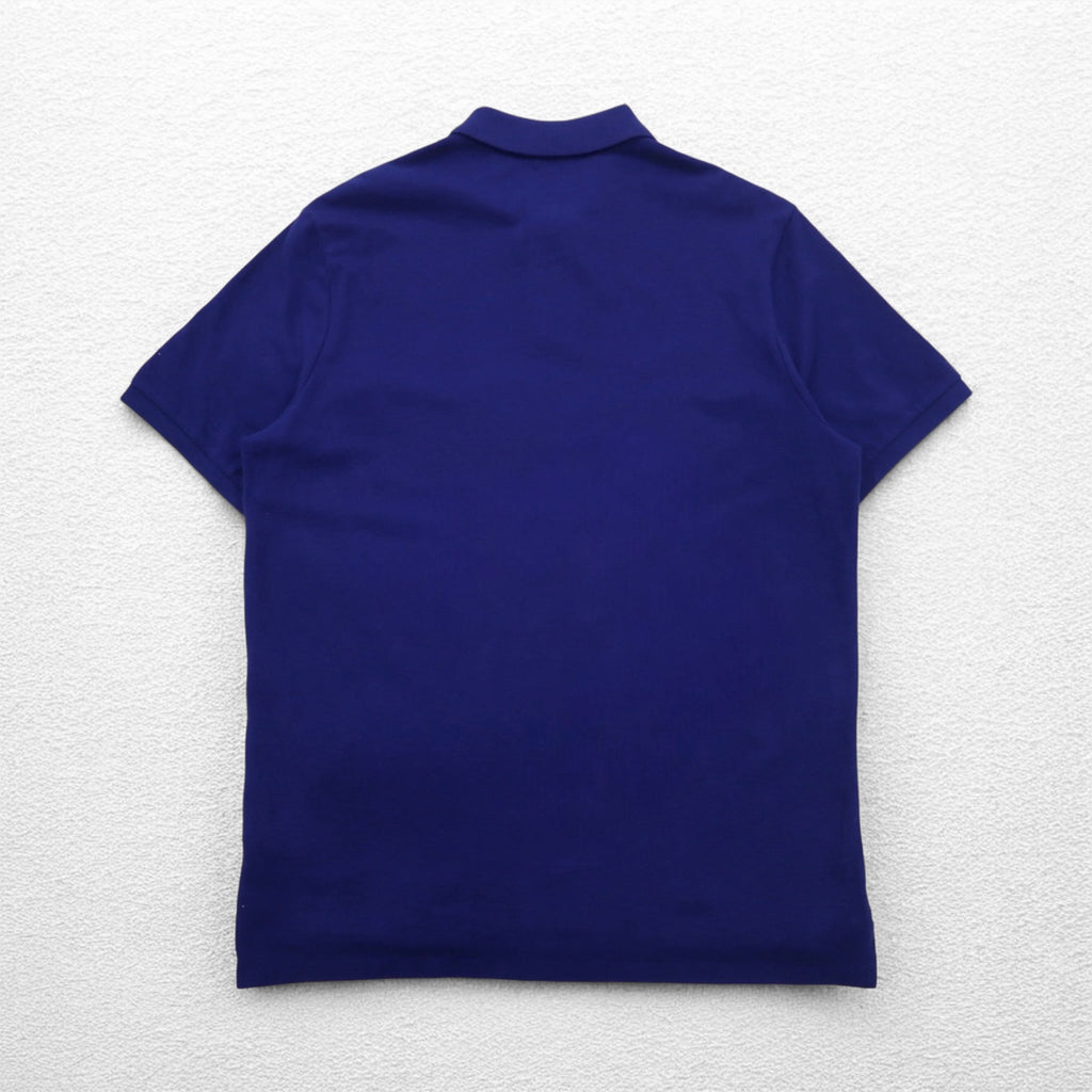POLO RALPH LAUREN Chain Stitch Embroidered Polo Shirt L Blue Pique POLO TEAM