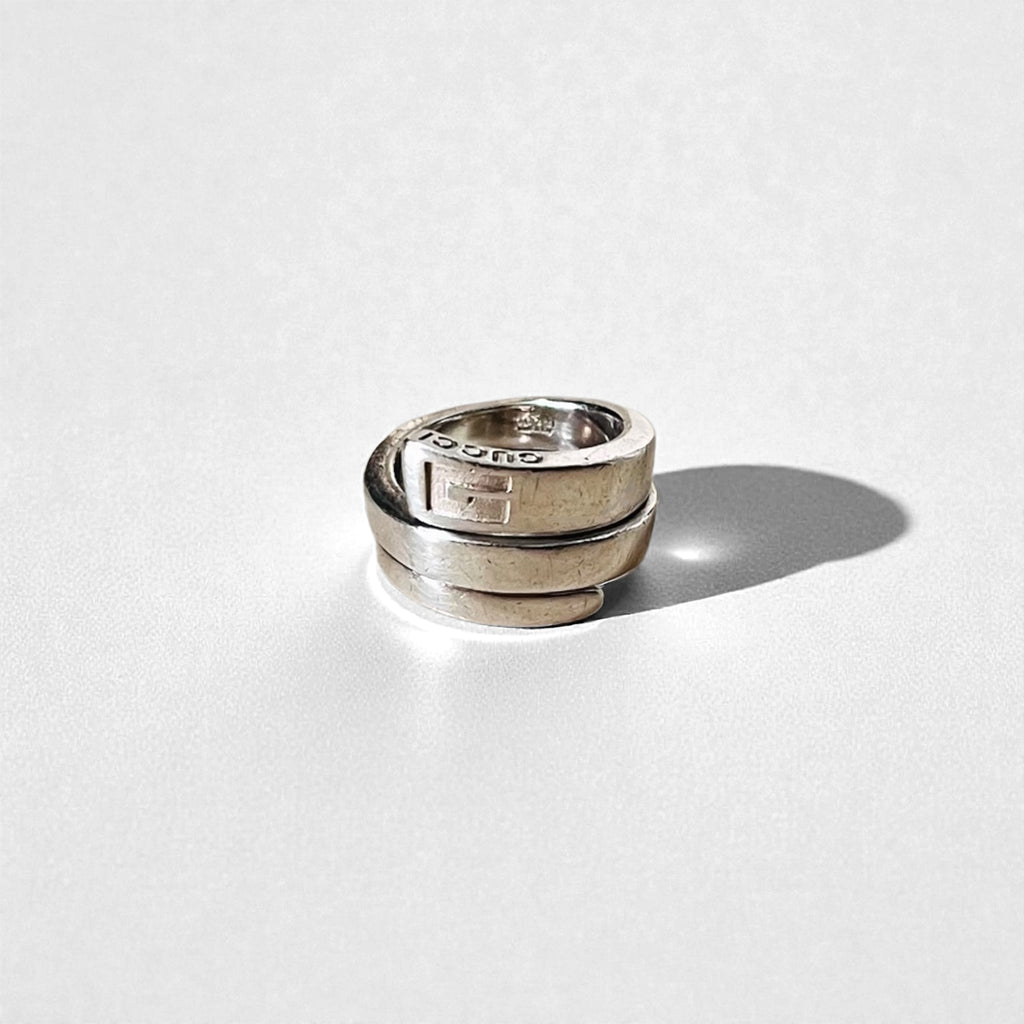 GUCCI スパイラル スネーク リング 指輪 9号 シルバー Gロゴ SILVER 925 イタリア製