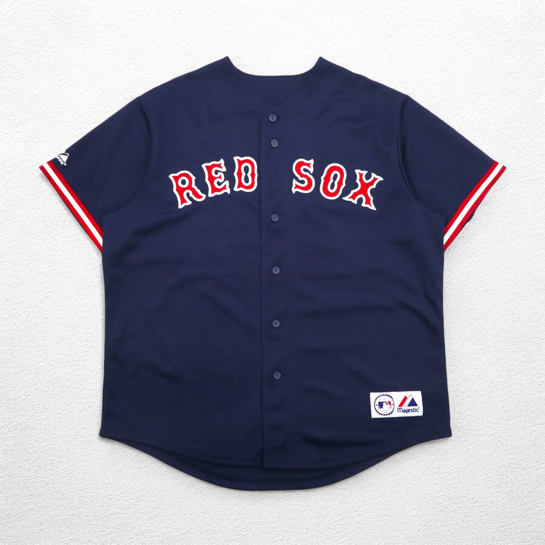 majestic 90s MLB baseball shirt XL navy polyester RED SOX numbering