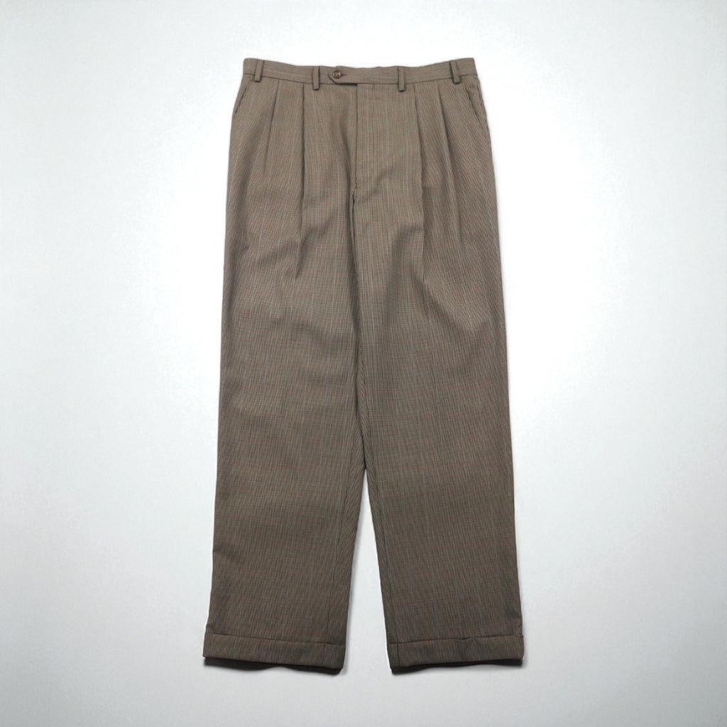 Ralph Lauren 90年代 2タック ワイド スラックスパンツ L チェック プリーツ