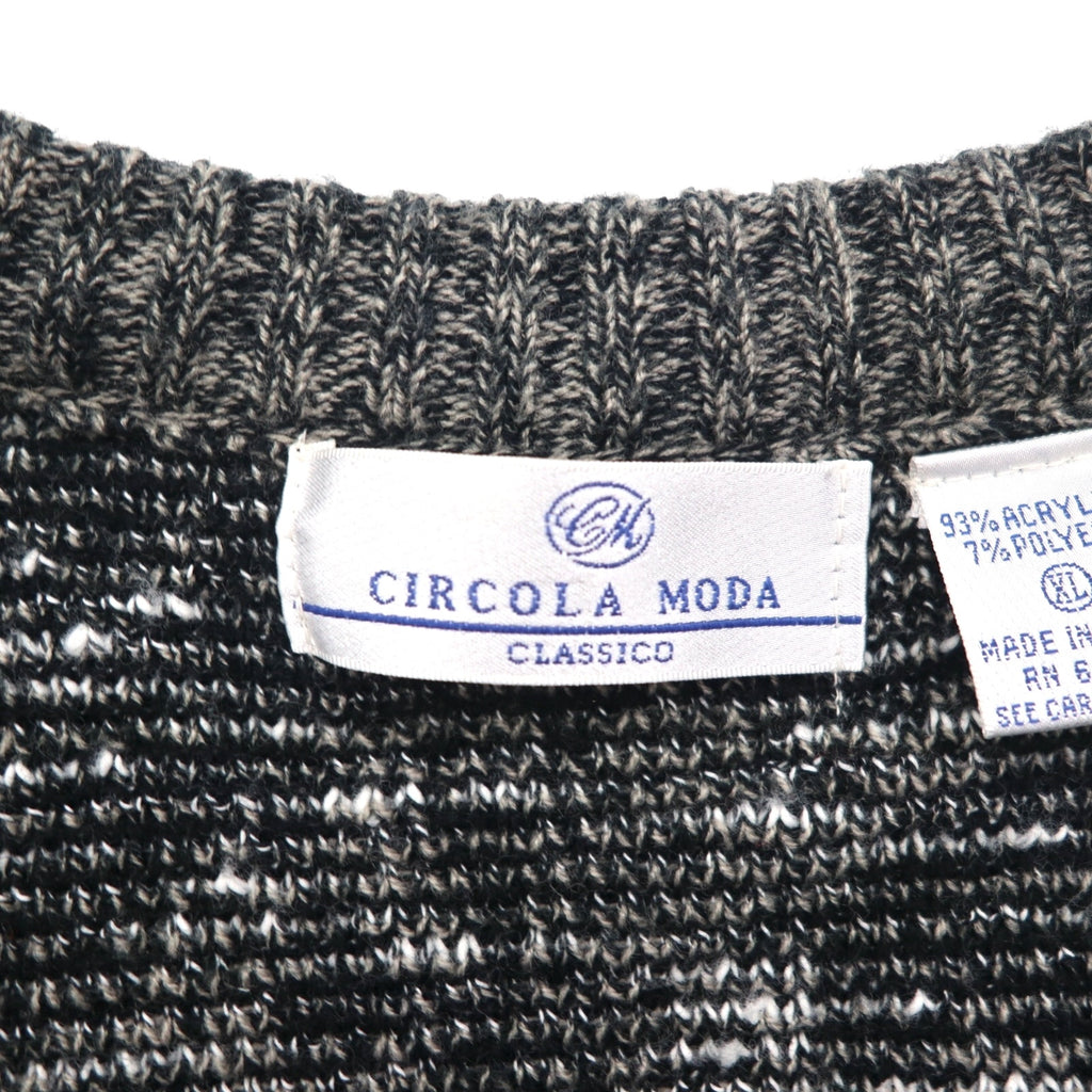CICOLA MODA 80s Jacquard Knit Button Vest, XL, Gray Acrylic Allover Pattern