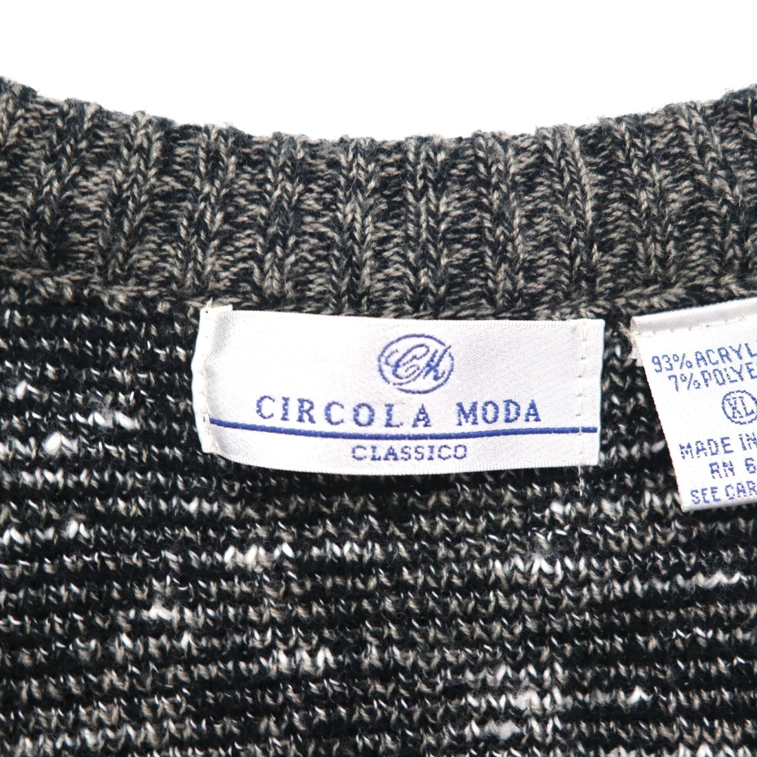 CICOLA MODA 80s Jacquard Knit Button Vest, XL, Gray Acrylic Allover Pattern