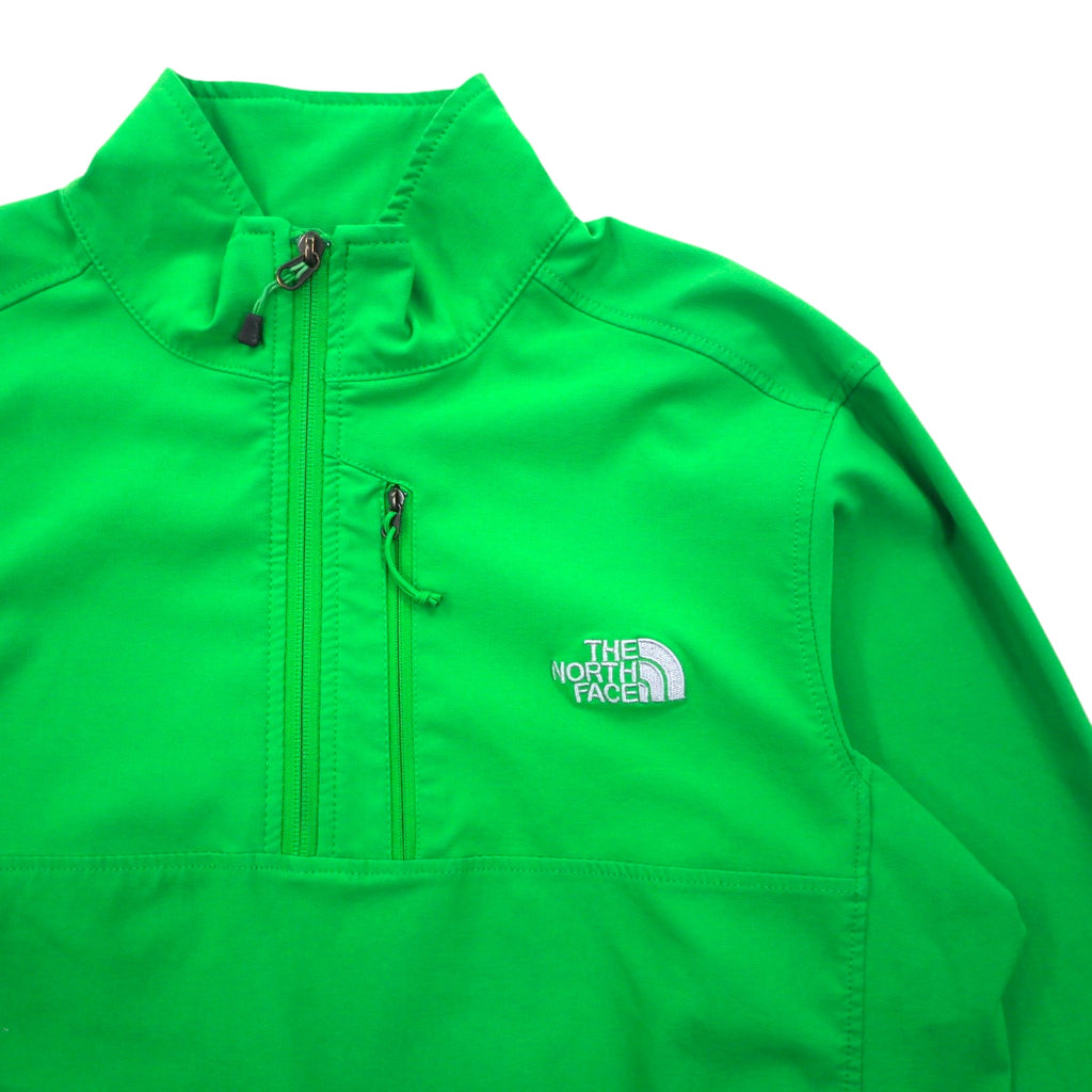 THE NORTH FACE ハーフジップ ソフトシェルジャケット L グリーン ポリエステル ARDJ ドローコード