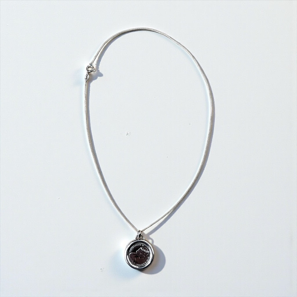 Vintage Silver 999 Coin Necklace, Canada 1867-1967, 10 Cents Queen Elizabeth II 1867-1967