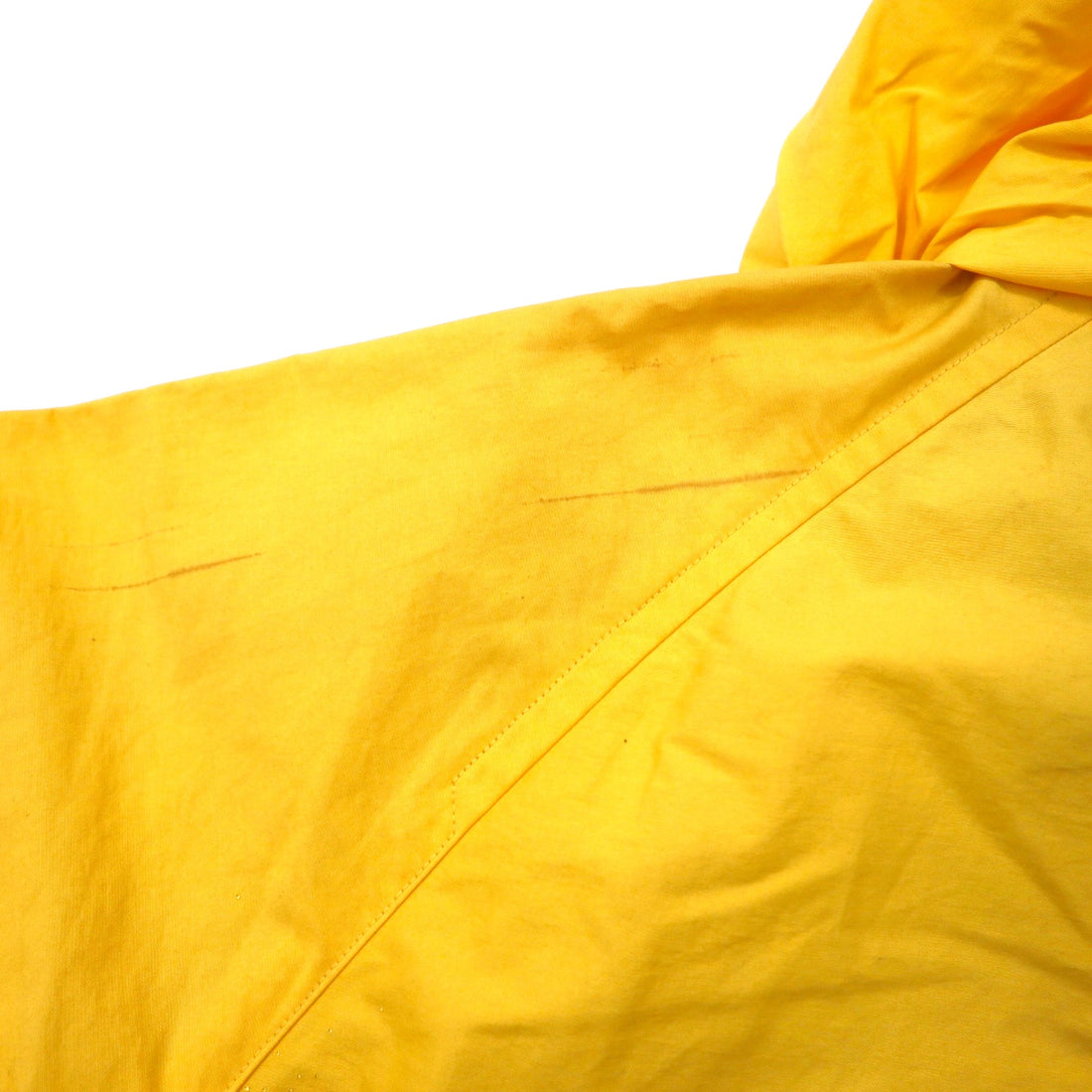 nautica 90s sailing jacket, medium, yellow, cotton, nylon, stowable hood, drawcord