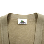 LACOSTE knitted cardigan, XL, beige, wool, logo embroidery