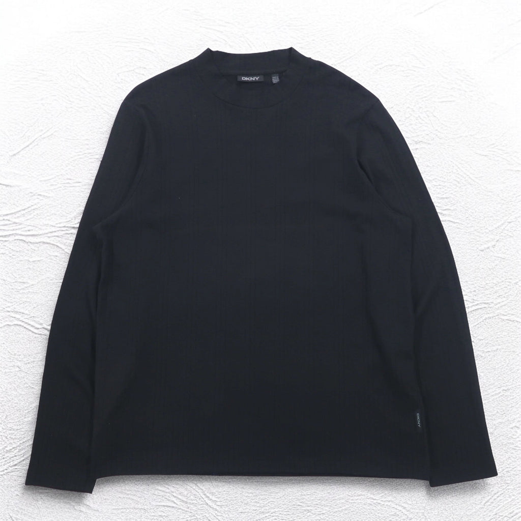 DKNY ボトルネック ロングスリーブTシャツ ロンT L ブラック コットン