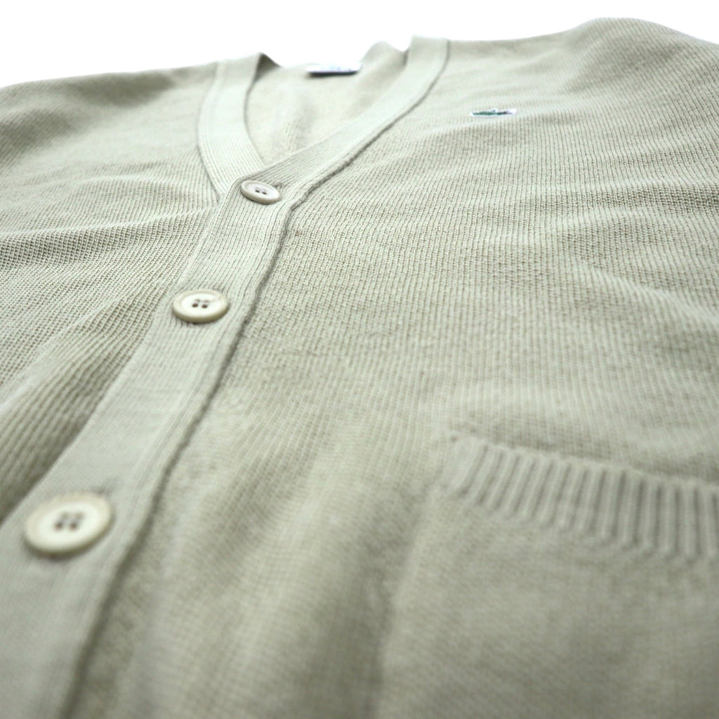 LACOSTE knitted cardigan, XL, beige, wool, logo embroidery