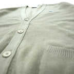 LACOSTE knitted cardigan, XL, beige, wool, logo embroidery
