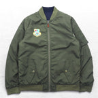 POLO RALPH LAUREN Reversible MA-1 Flight Jacket L Khaki Navy Polyester Patch Small Pony Embroidery TALON Zip
