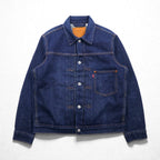 Levi's Premium Big E War Model 1st Type Denim Jacket, Size M, Indigo 1 Trucker Jacket A3147, Cinch Back, Double Pleats, Relaxed Fit