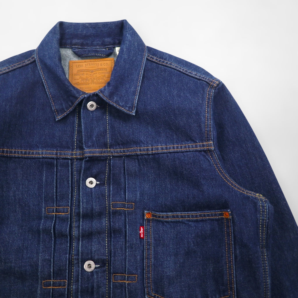 Levi's Premium Big E War Model 1st Type Denim Jacket, Size M, Indigo 1 Trucker Jacket A3147, Cinch Back, Double Pleats, Relaxed Fit