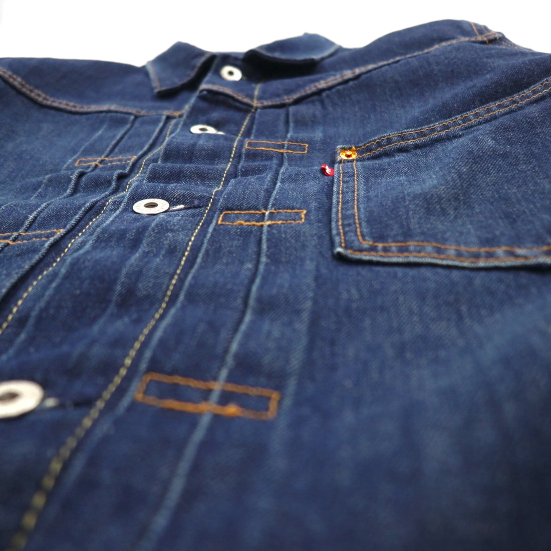 Levi's Premium Big E War Model 1st Type Denim Jacket, Size M, Indigo 1 Trucker Jacket A3147, Cinch Back, Double Pleats, Relaxed Fit