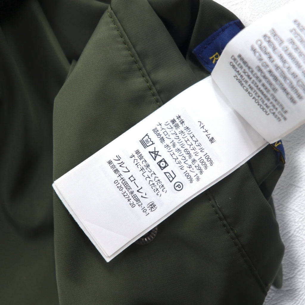 POLO RALPH LAUREN Reversible MA-1 Flight Jacket L Khaki Navy Polyester Patch Small Pony Embroidery TALON Zip