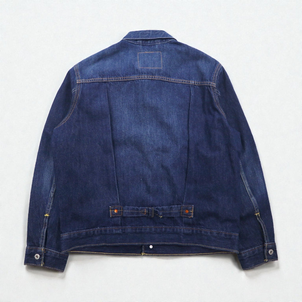Levi's Premium Big E War Model 1st Type Denim Jacket, Size M, Indigo 1 Trucker Jacket A3147, Cinch Back, Double Pleats, Relaxed Fit