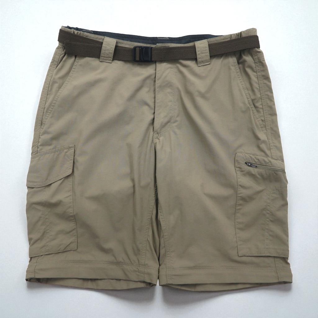 Columbia 2WAY コンバーチブル カーゴパンツ ショートパンツ L オムニシェード OMNI-SHADE 防水 リップストップ Silver Ridge Convertible Pants
