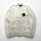 Polo Ralph Lauren 90s Knit V-Neck Cardigan L White Small Pony Embroidery Unused