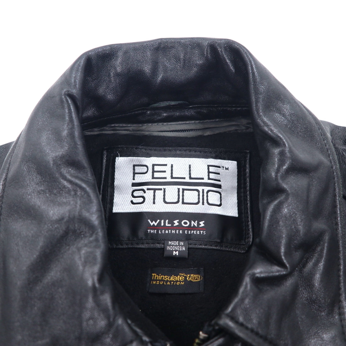 90年代 PELLE STUDIO ( WILSONS ) Thinsulate 中綿 レザーコート カーコート M ブラック レザー ライナー着脱式