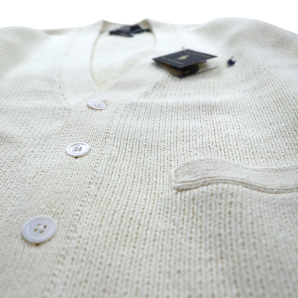 Polo Ralph Lauren 90s Knit V-Neck Cardigan L White Small Pony Embroidery Unused