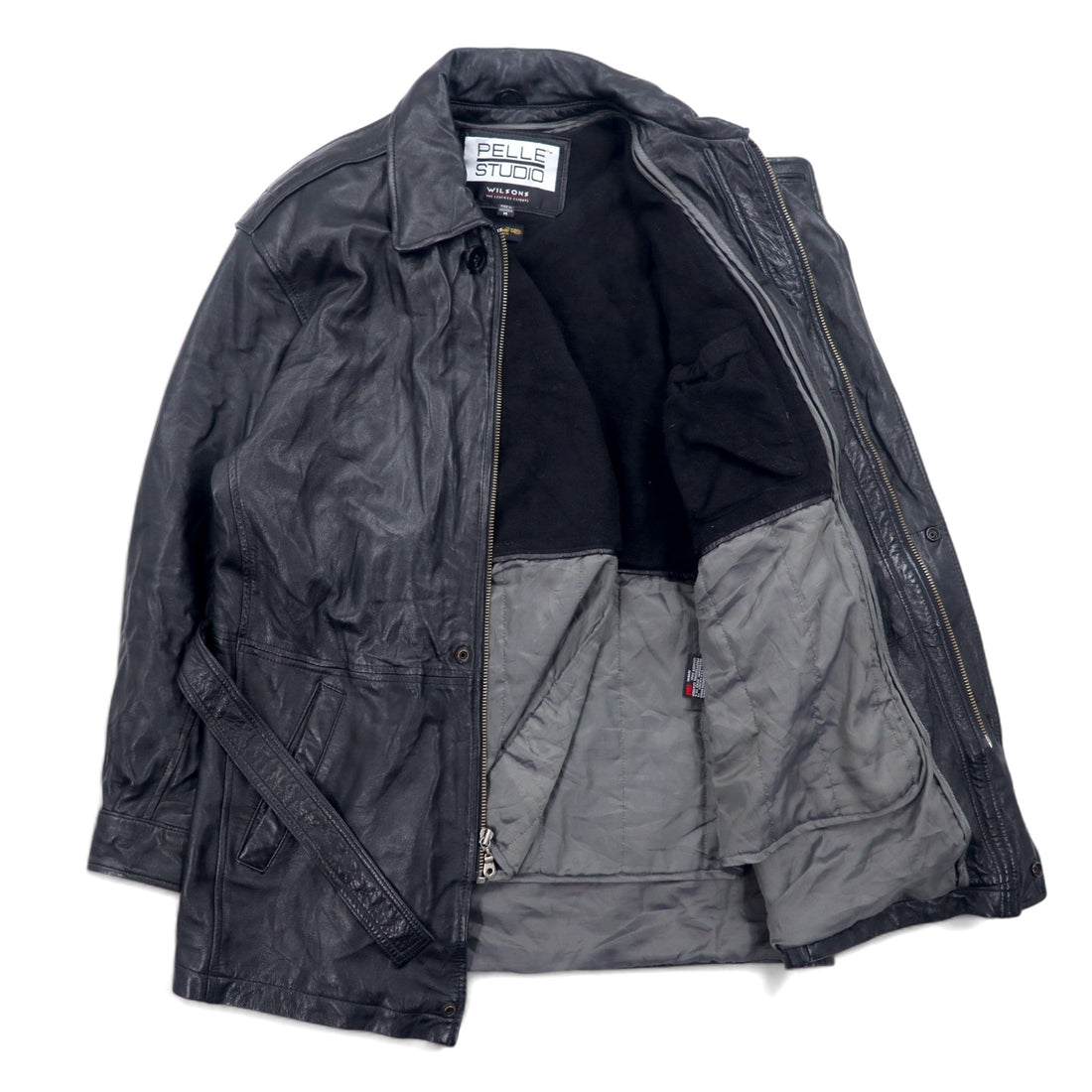 90年代 PELLE STUDIO ( WILSONS ) Thinsulate 中綿 レザーコート カーコート M ブラック レザー ライナー着脱式