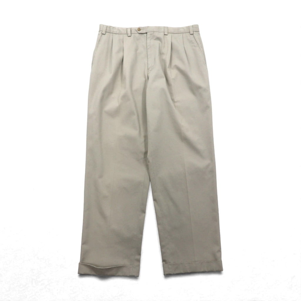 LAUREN RALPH LAUREN 90年代 2タック ワイド チノパンツ ワークパンツ L ベージュ プリーツ ダブルカフス