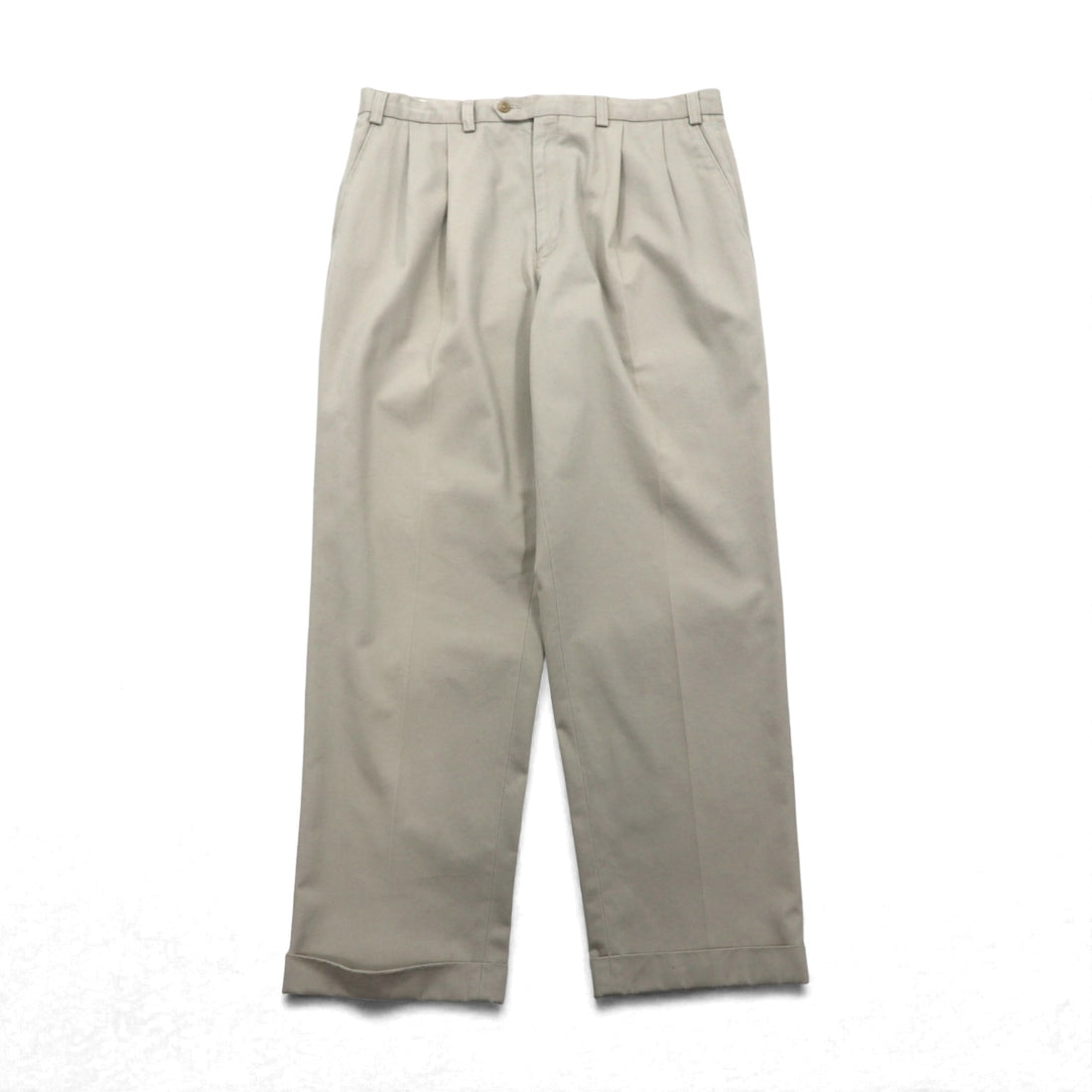 LAUREN RALPH 90s 2-pleat Wide Chino Pants Work L Beige Pleated Double Cuffs