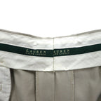 LAUREN RALPH LAUREN 90年代 2タック ワイド チノパンツ ワークパンツ L ベージュ プリーツ ダブルカフス