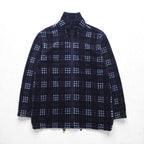 BURBERRY Nova Check Full Zip Fleece Jacket L Navy Drawcord