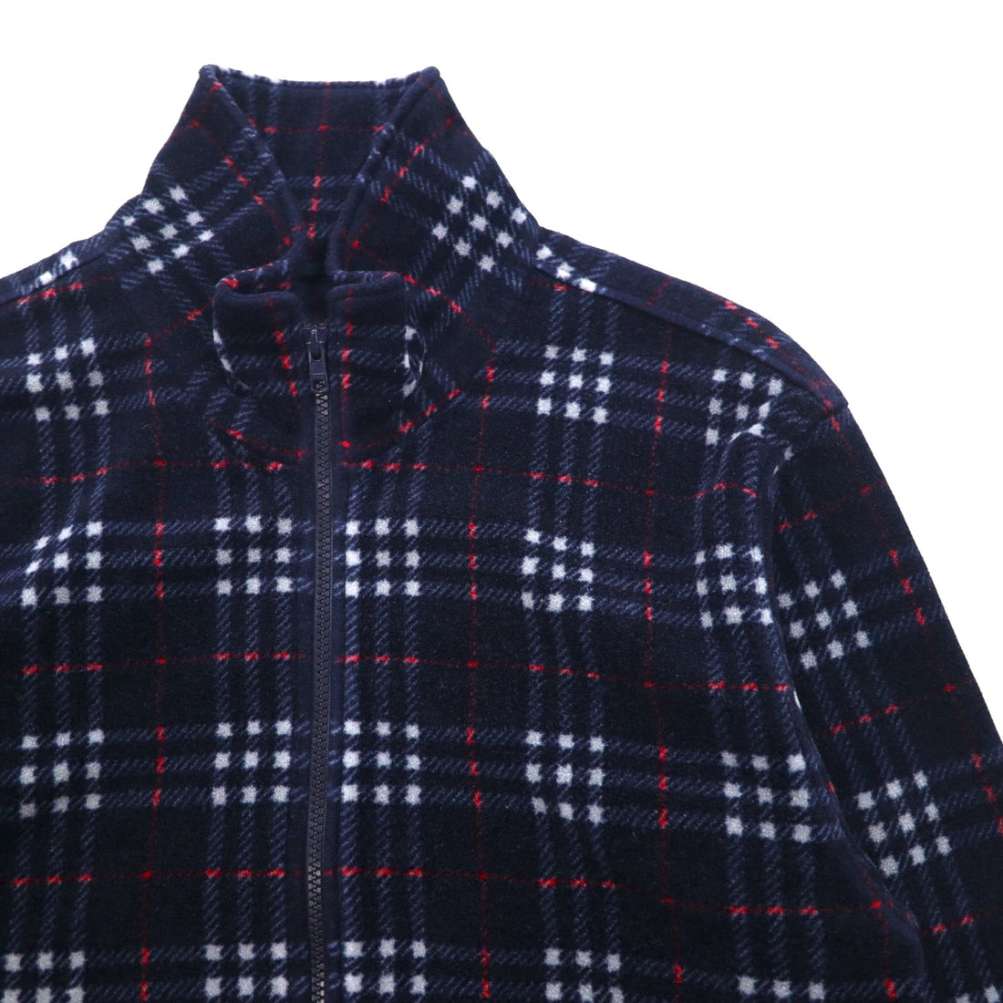 BURBERRY Nova Check Full Zip Fleece Jacket L Navy Drawcord
