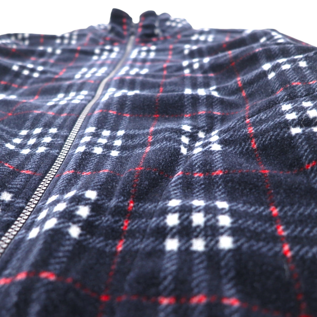 BURBERRY Nova Check Full Zip Fleece Jacket L Navy Drawcord