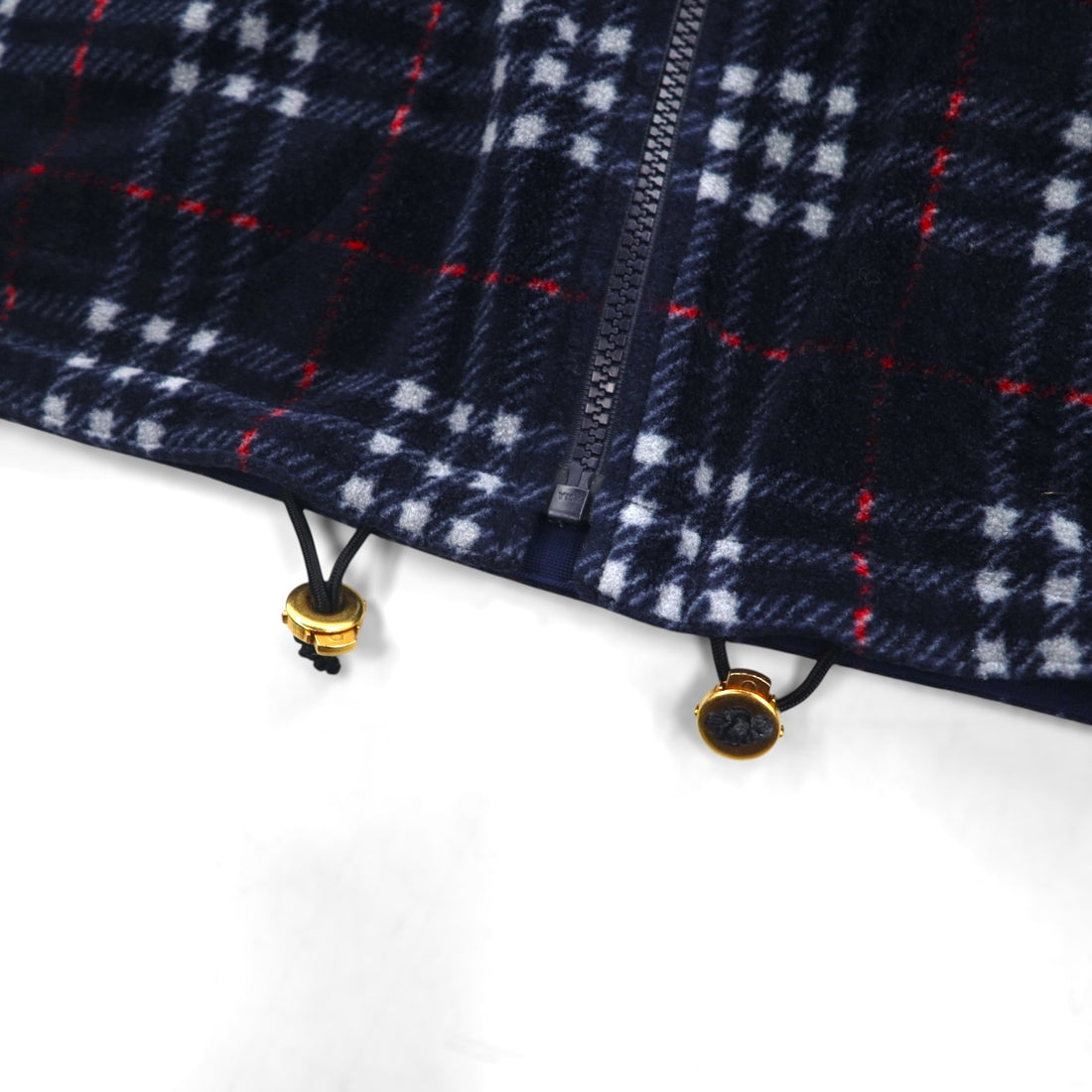 BURBERRY Nova Check Full Zip Fleece Jacket L Navy Drawcord