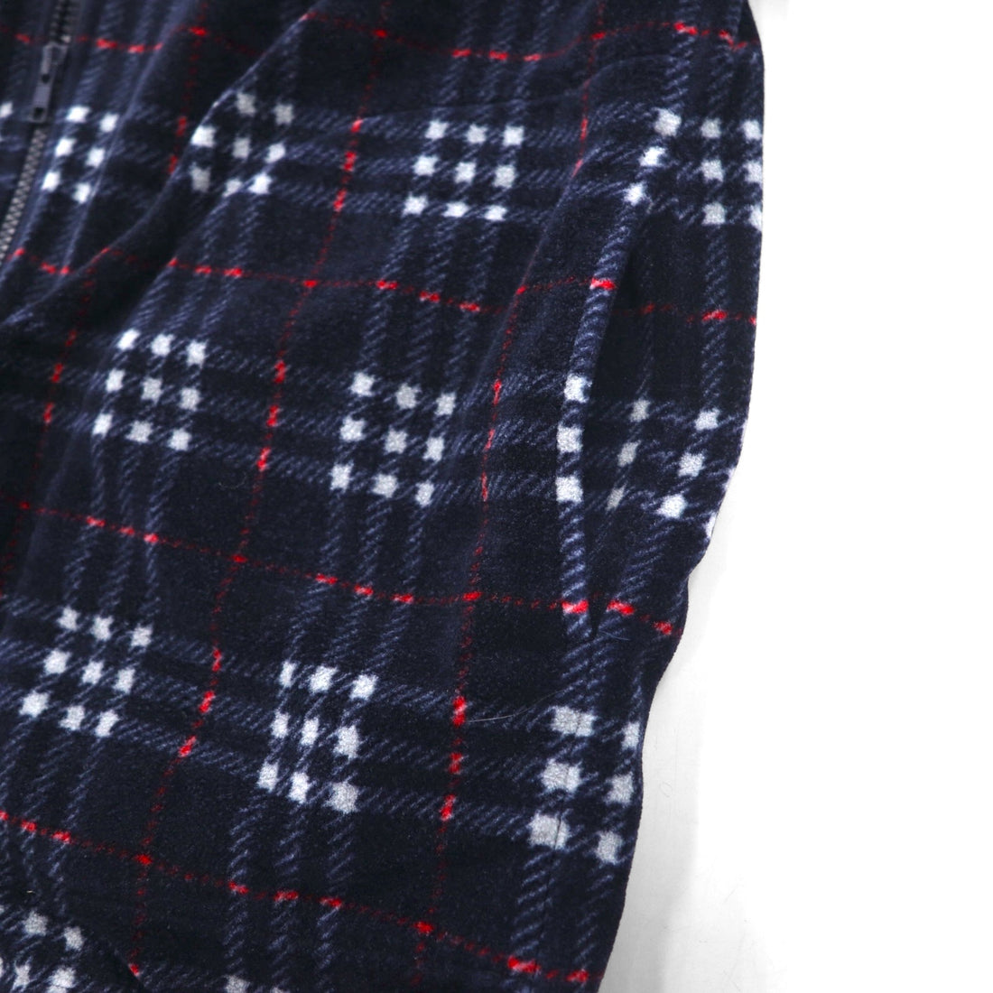 BURBERRY Nova Check Full Zip Fleece Jacket L Navy Drawcord