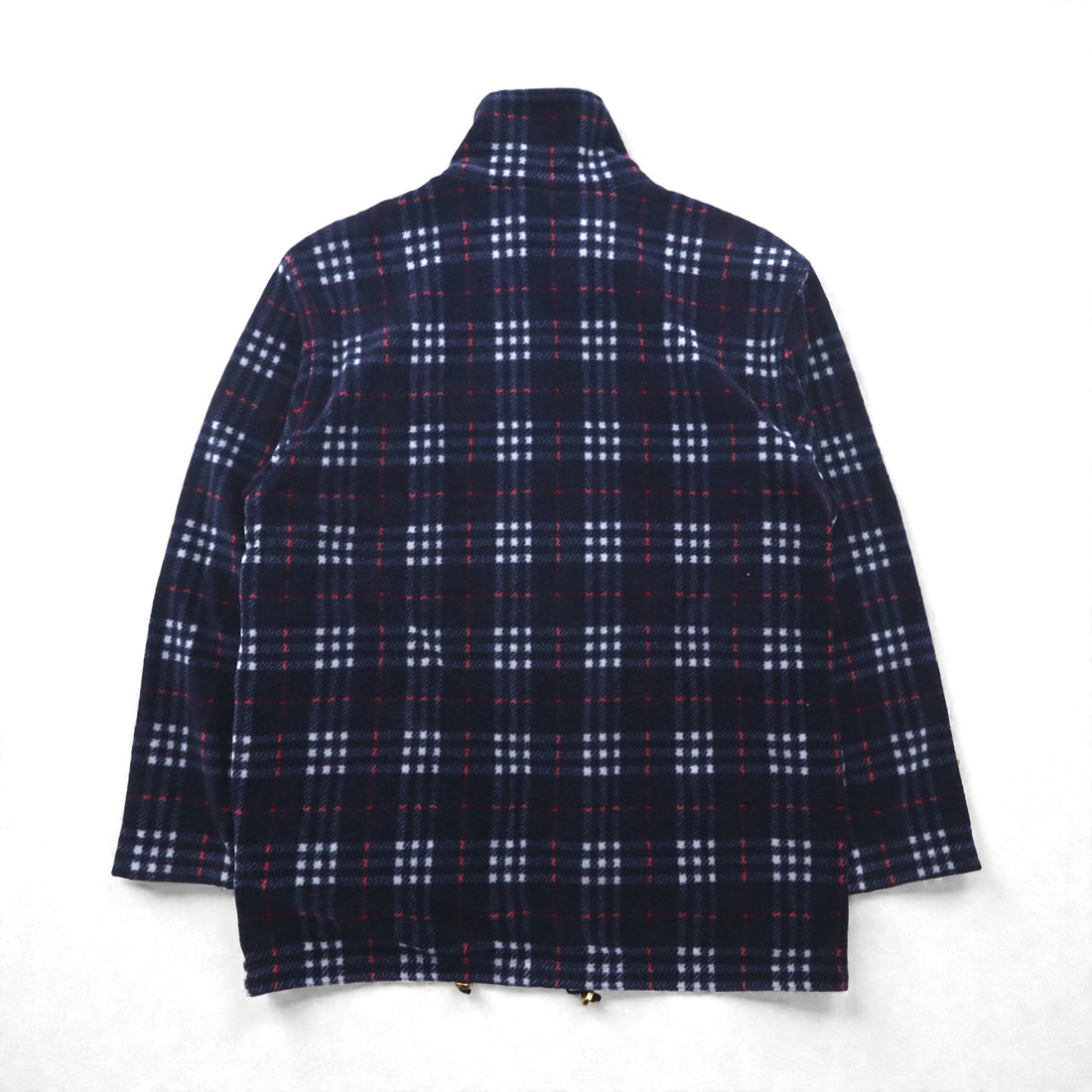 BURBERRY Nova Check Full Zip Fleece Jacket L Navy Drawcord